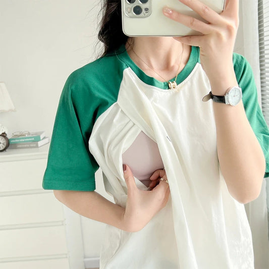 T-shirt-allaitement-vert-ouverture