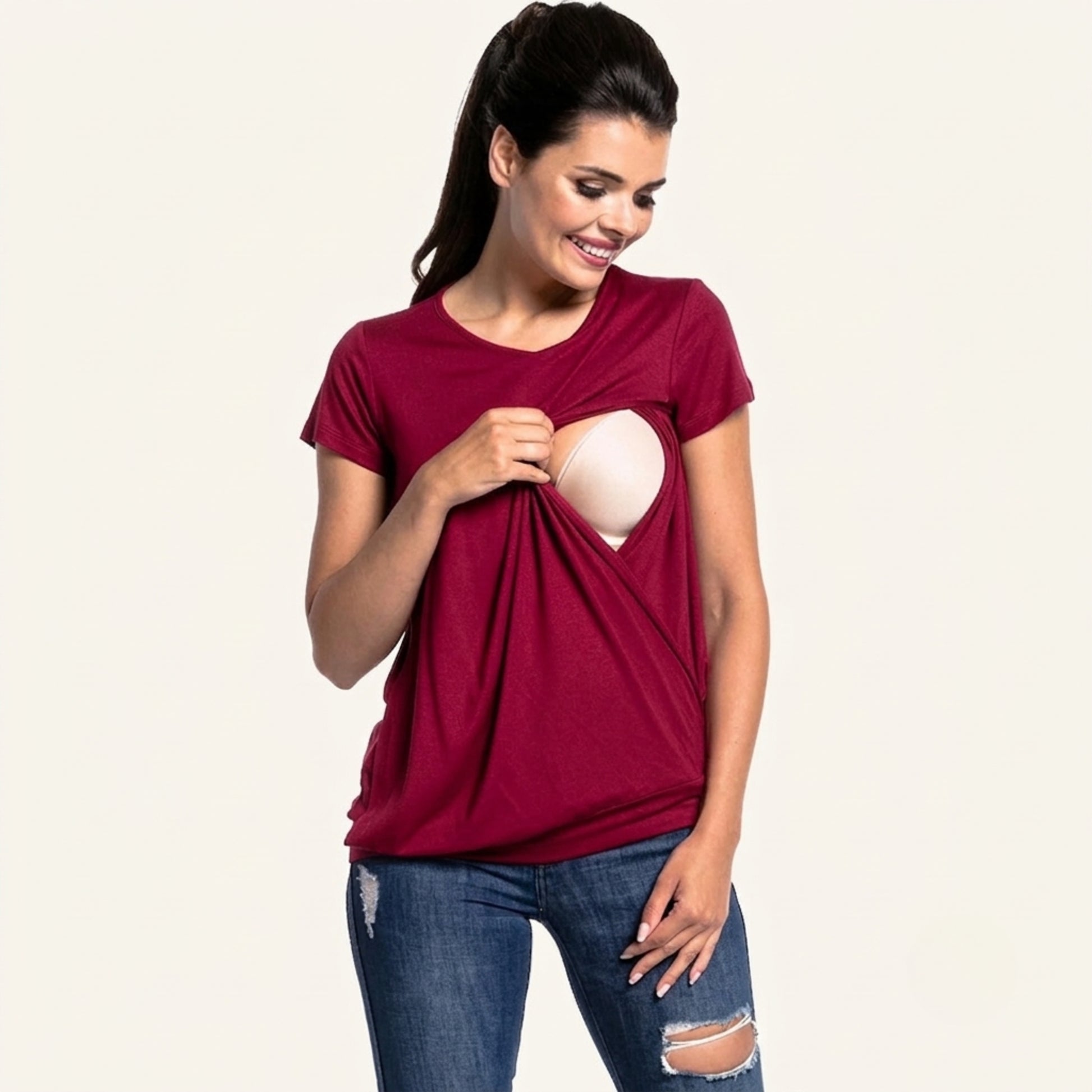 t-shirt-allaitement-bordeaux-classique