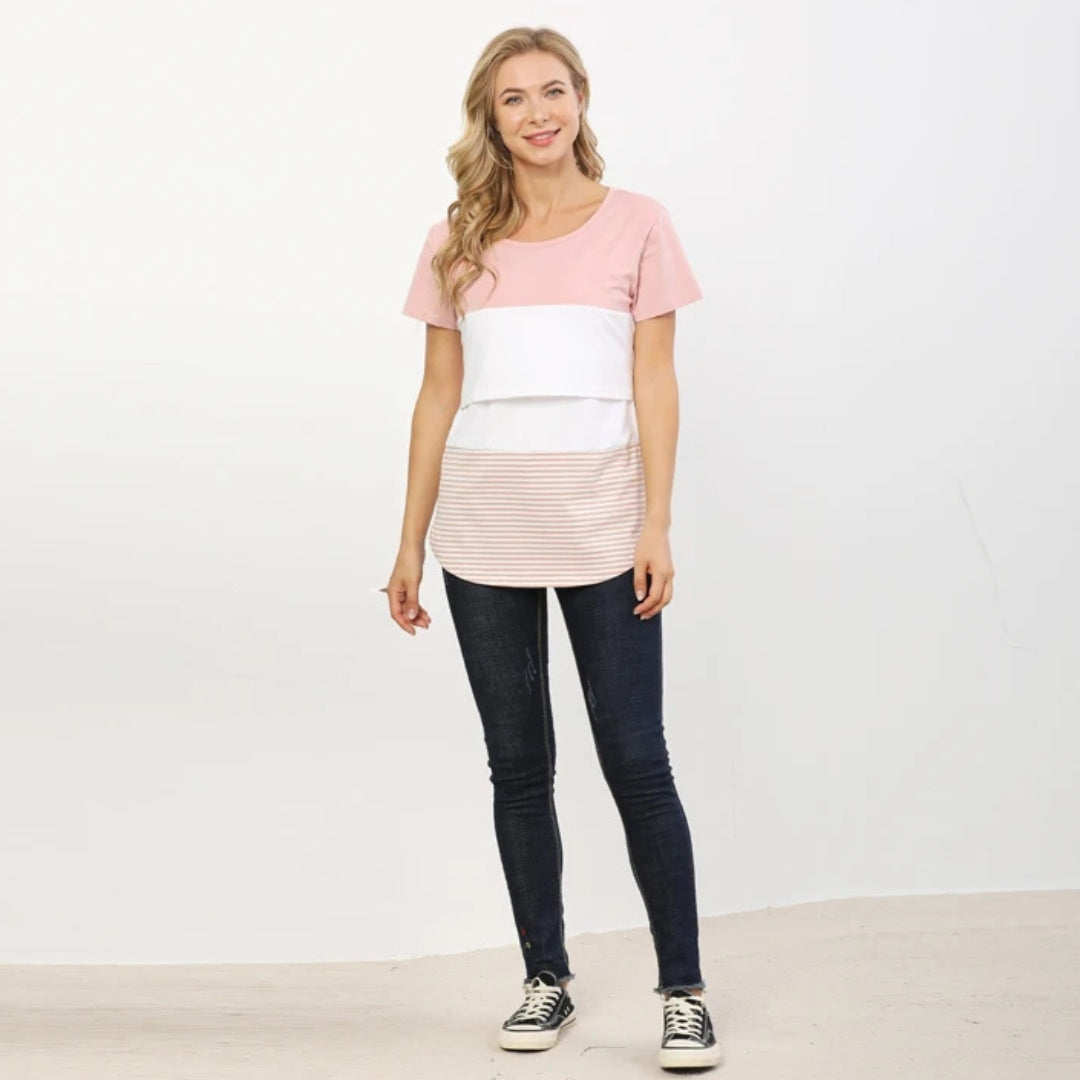 t-shirt-allaitement-rose-chic